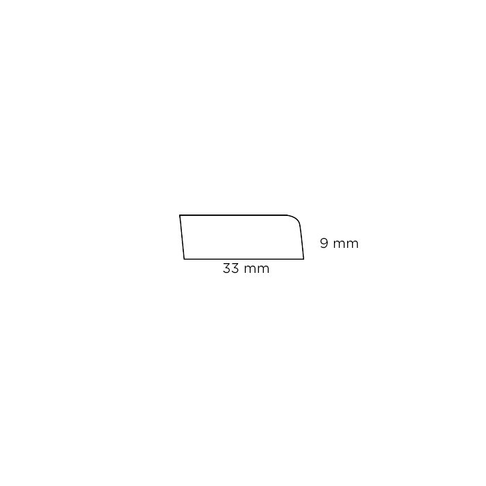 Forkantliste fyr - 1 rund kant - 9 x 33 x 3000 mm